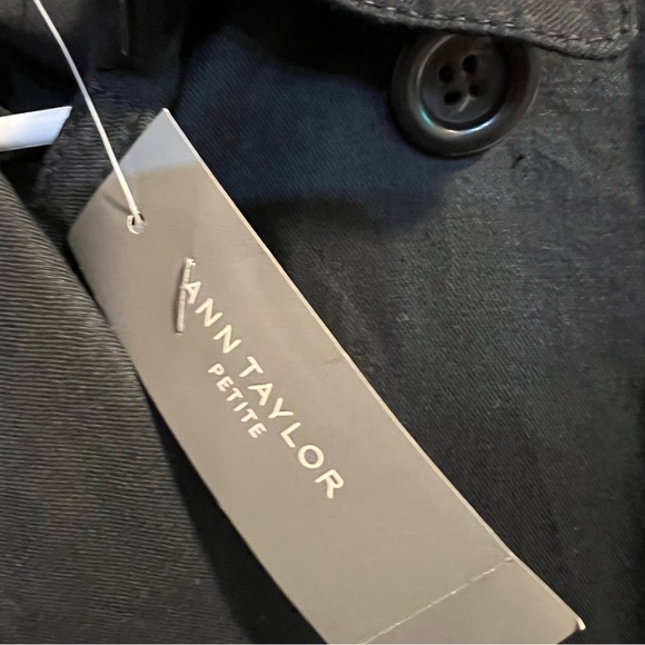 NWT198$ Ann Taylor Wmn Wool Coat Jacket Large Black Snap Button Belted Soft Hip - Picture 3 of 5